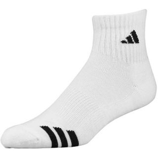 adidas Mens 3 Stripe Quarter Sock   3 Pack   Size: Large, White/black
