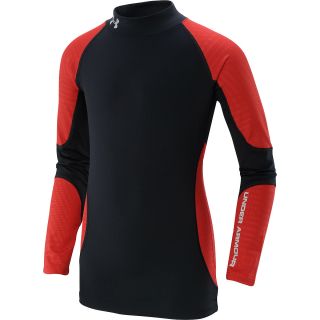 UNDER ARMOUR Boys ColdGear Infrared Long Sleeve Mock Top   Size: Xl, Black/red