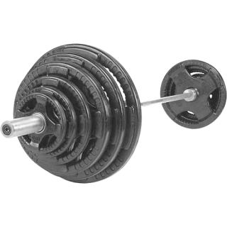 Body Solid Cast Olympic Plate 300lbs Set with Chrome Bar (OSC300S)