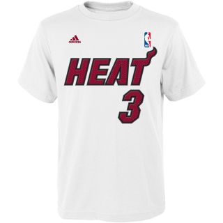 adidas Youth Miami Heat Dwayne Wade Name And Number T Shirt   Size: Small, White