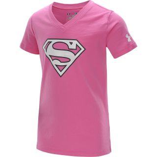 UNDER ARMOUR Girls Alter Ego Supergirl V Neck Short Sleeve T Shirt   Size: Xl,