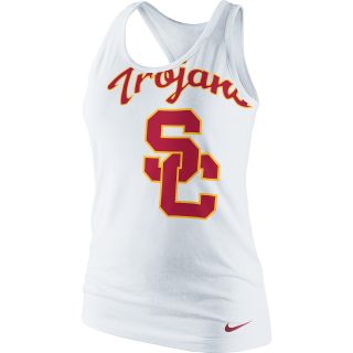 NIKE Womens USC Trojans Slim Fit Tri Blend Logo Tank   Size: Large, White