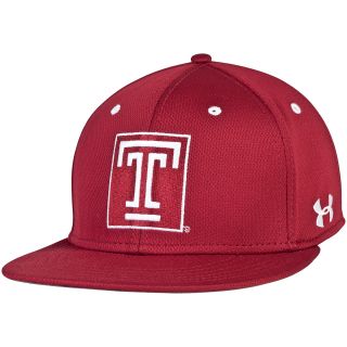 UNDER ARMOUR Mens Temple Owls Red and White Stretch Fit Flat Brim Cap   Size: