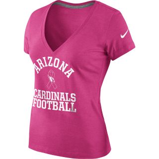 NIKE Womens Arizona Cardinals Breast Cancer Awareness V Neck T Shirt   Size: