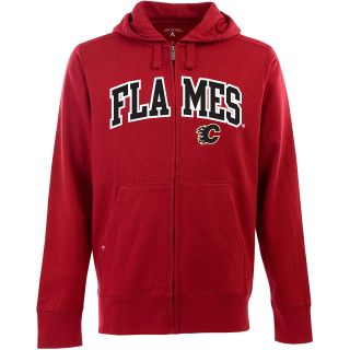Antigua Mens Calgary Flames Full Zip Hooded Applique Sweatshirt   Size: Medium,