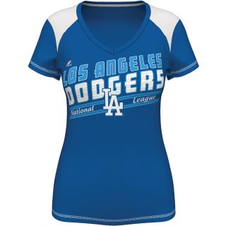 MAJESTIC ATHLETIC Womens Los Angeles Dodgers Superior Speed V Neck T Shirt  