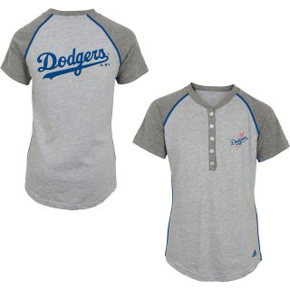 adidas Youth Los Angeles Dodgers Base Hit Henley Short Sleeve T Shirt   Size: