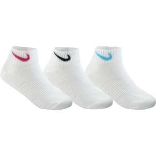 NIKE Girls Half Cushioned Low Cut Cotton Socks   3 Pack   Size: 3 5, White