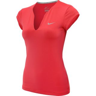 NIKE Womens Pure Short Sleeve Tennis Shirt   Size: Medium, Fusion Red/silver