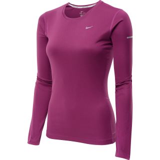 NIKE Womens Miler Long Sleeve Running Top   Size: Medium, Raspberry/silver