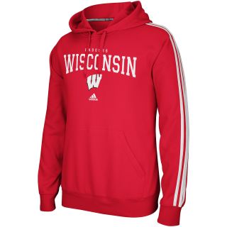 adidas Mens Wisconsin Badgers 3 Stripe Fleece Pullover Hoody   Size: Small, Red