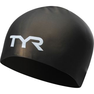 TYR Adult Long Hair Wrinkle Free Silicone Swim Cap   Size: Long, Black
