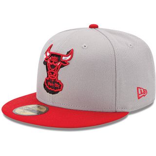 NEW ERA Mens Chicago Bulls Neon Logo Pop 59FIFTY Fitted Cap   Size: 7.25, Grey