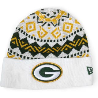 NEW ERA Mens Green Bay Packers Ivory Cuff Knit Hat, White