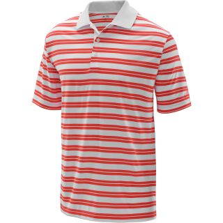 adidas Mens Striped Golf Short Sleeve Polo   Size: Xl, White/coral