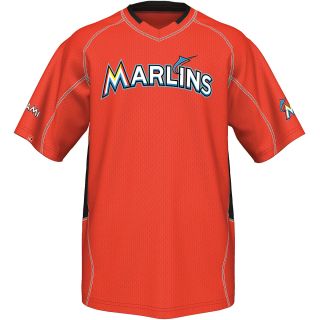 MAJESTIC ATHLETIC Mens Miami Marlins Fast Action V Neck T Shirt   Size Large,