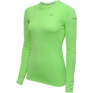 NIKE Womens Miler Long Sleeve Running Top   Size: Xl, Flash Lime/silver