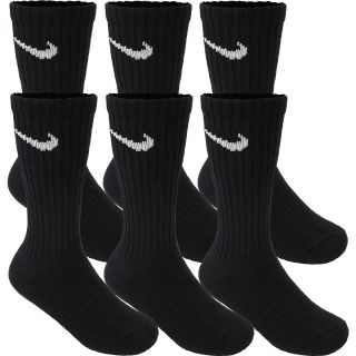 NIKE Boys Performance Crew Socks   6 Pack   Size: Small, Black/white