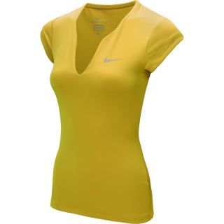 NIKE Womens Pure Short Sleeve Tennis Shirt   Size: Xl, Citron/matte Silver
