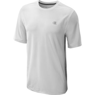 CHAMPION Mens Double Dry Fitted Short Sleeve T Shirt   Size: Xl, White/grey
