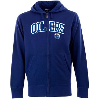 Antigua Mens Edmonton Oilers Full Zip Hooded Applique Sweatshirt   Size