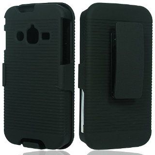 Black Hard Soft Gel Dual Layer Holster Cover Case for Samsung Galaxy Rugby Pro SGH I547: Cell Phones & Accessories