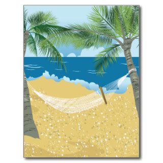 Beach ~ Tropical Beach Hammock Vacation Post Card
