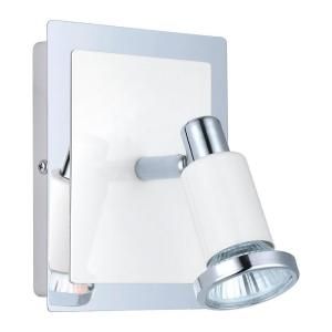 Eglo Eridan 1 Light Surface Mount Wall Chrome and Glossy White Light with On/Off Switch 200096A