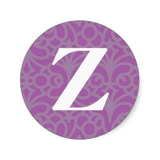 Ornate Floral Monogram   Letter Z Round Stickers