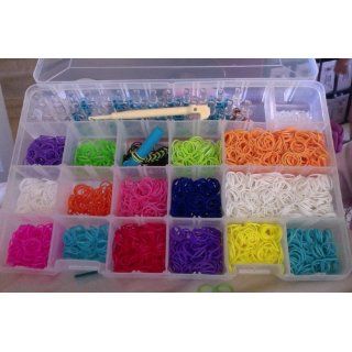 Clear Plastic Storage Organizer Case for Rainbow Loom and Rubber Bands  Adjustable Compartments!, No.CAD 124: Toys & Games