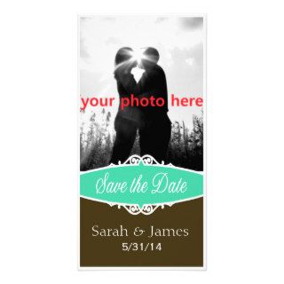 Elegant Teal & Chocolate Save the Date Photo Greeting Card