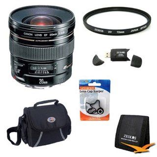 Canon EF 20mm f/2.8 USM Wide Angle Lens for Canon SLR Cameras w/ 72mm Multicoated UV Protective Filter, Deluxe Bag, Lens Cap Keeper, Memory Card Wallet, USB 2.0 Card Reader  Digital Camera Accessory Kits  Camera & Photo