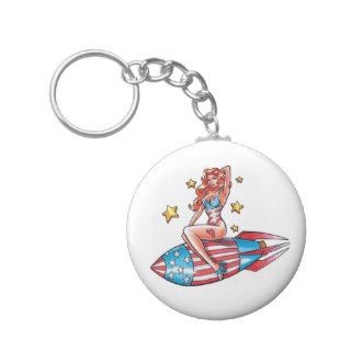 Patriotic Pin Up Girl Key Chains