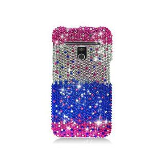 LG Esteem MS910 Revolution VS910 Bling Gem Jeweled Jewel Crystal Diamond Pink Blue Waterfall Cover Case: Cell Phones & Accessories