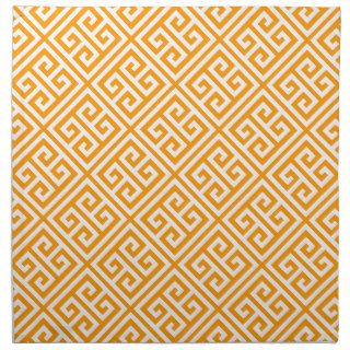 Orange Greek Key Pattern Printed Napkin