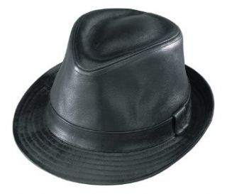Henschel Hats Genuine Smooth Leather Fedora with Sating Lining and Self Band at  Mens Clothing store