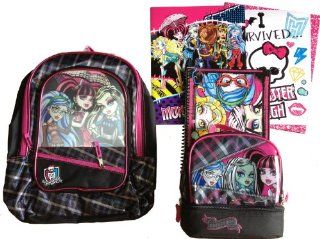 Monster High 16 Inch Monster Peek Backpack 3d with Monster High Zipper Sisters Insulated Lunch Tote and School Supplies Notebook and 2 Pocket Folders Toys & Games