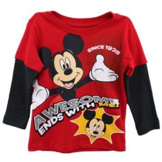 Disney Mickey Mouse "Awesome Ends with Me" Red T Shirt 2T 5T (4T): Clothing