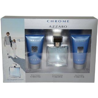 Loris Azzaro Chrome Men Gift Set (Eau De Toilette Spray, After Shave Balm, All Over Shampoo) : Fragrance Sets : Beauty