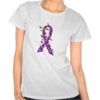 Pancreatic Cancer Christmas Lights Ribbon Tee Shirt