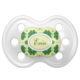 Shamrock baby pacifier customize the name