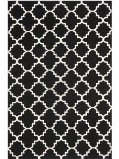 Safavieh Dhurrie Collection DHU554L 5 Handmade Wool Area Rug, 5 by 8 Feet, Black/Ivory  