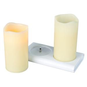 3 in. x 6 in. Wax Bisque Rechargeable LED Candle (2 Set) 35916