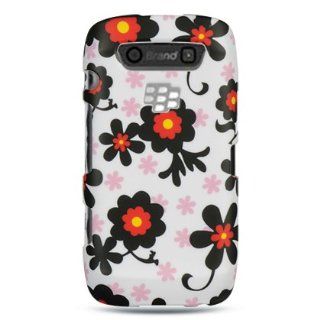 VMG BlackBerry Torch 9850/9860   Black/Pink Daisy Design Hard Case + Screen P Cell Phones & Accessories