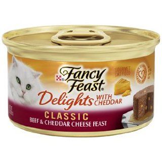 Fancy Feast Delights Cheddar Classic Beef & Cheddar Cheese Feast Gourmet Cat Food   24x3oz: Grocery & Gourmet Food