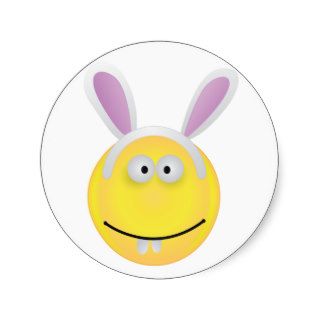 Happy Smiley Face   Happy Bunny Rabbit Ears Sticker
