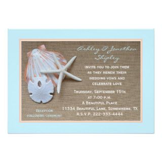 Wedding Vow Renewal Invitation   Beach Burlap Look