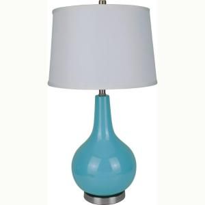 ORE International 28 in. Ceramic Blue Table Lamp 6202BL