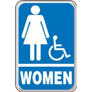 Accuform Signs PAR576 Deco Shield Acrylic Plastic Architectural Style Sign, Legend "WOMEN" with Restroom and Handicap Graphic, 6" Width x 9" Length x 0.135" Thickness, White on Blue Industrial Warning Signs Industrial & Scien