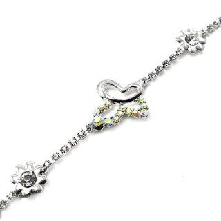 Glamorousky Elegant Butterfly Bracelet with Silver Swarovski Element Crystal   16.5cm (561): Bangle Bracelets: Jewelry